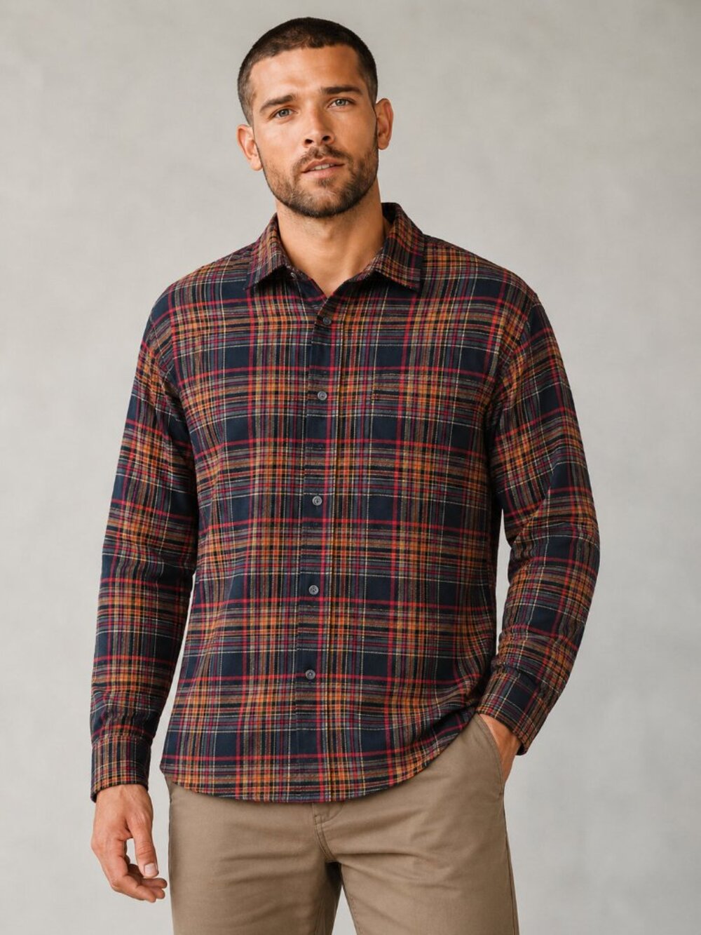 Eddie Bauer Cotton Red/Black Flannel Button Down Shirt - XXXL